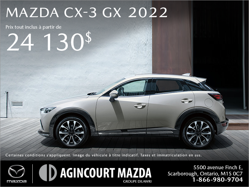Procurez-vous le Mazda CX-3 2022 dès aujourd'hui!
