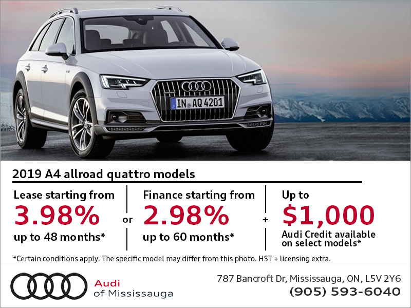 Drive the 2019 A4 Allroad Quattro today! Drive the 2019 A4 Allroad Quattro today!