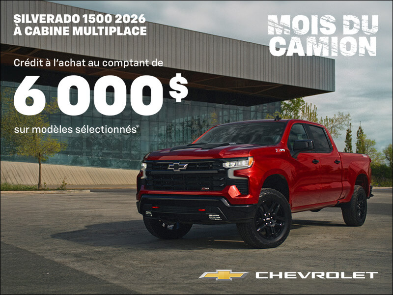 Procurez-vous le Chevrolet Silverado 1500 2026 à cabine multiplace