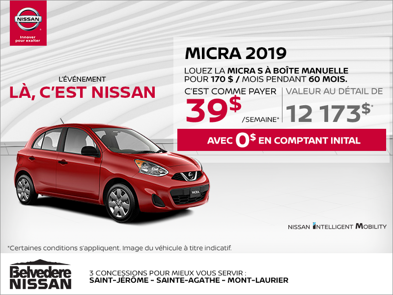 Louez la Nissan Micra 2019 dès aujourd'hui!