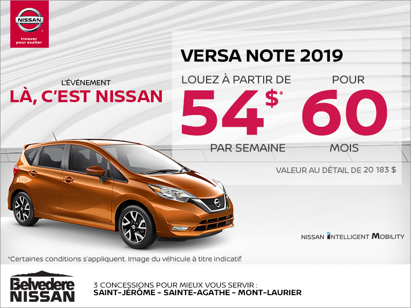 Obtenez la Nissan Versa Note 2019 dès aujourd'hui!