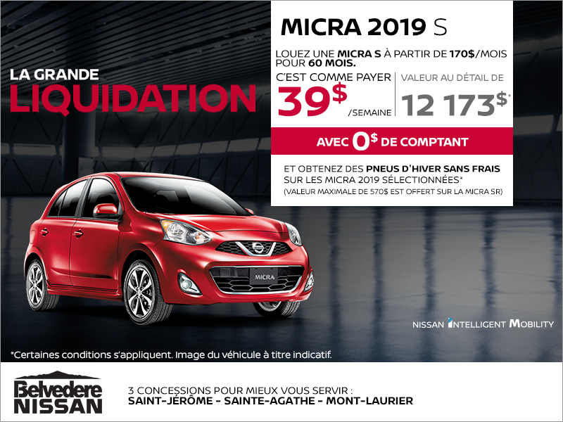 Louez la Nissan Micra 2019 dès aujourd'hui!