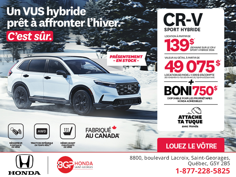 Obtenez le Honda CR-V Hybride 2026!