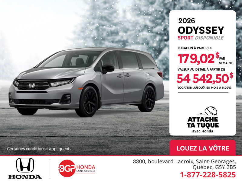 Obtenez le Honda Odyssey 2026 !