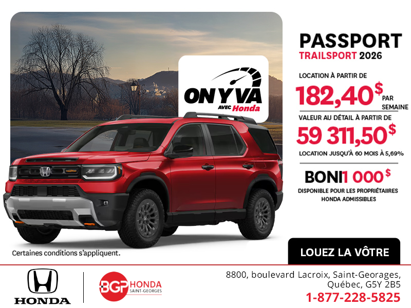 Obtenez le Honda Passport 2026 !