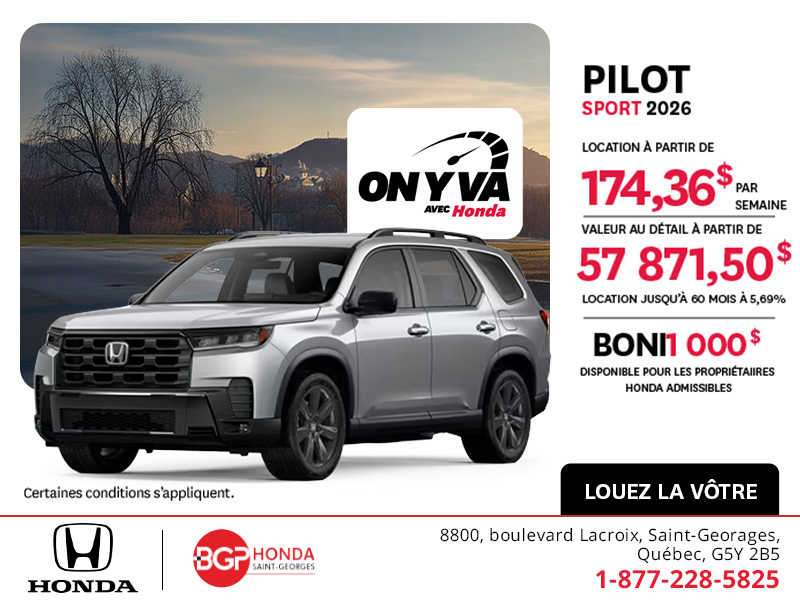Obtenez le Honda Pilot 2026 !