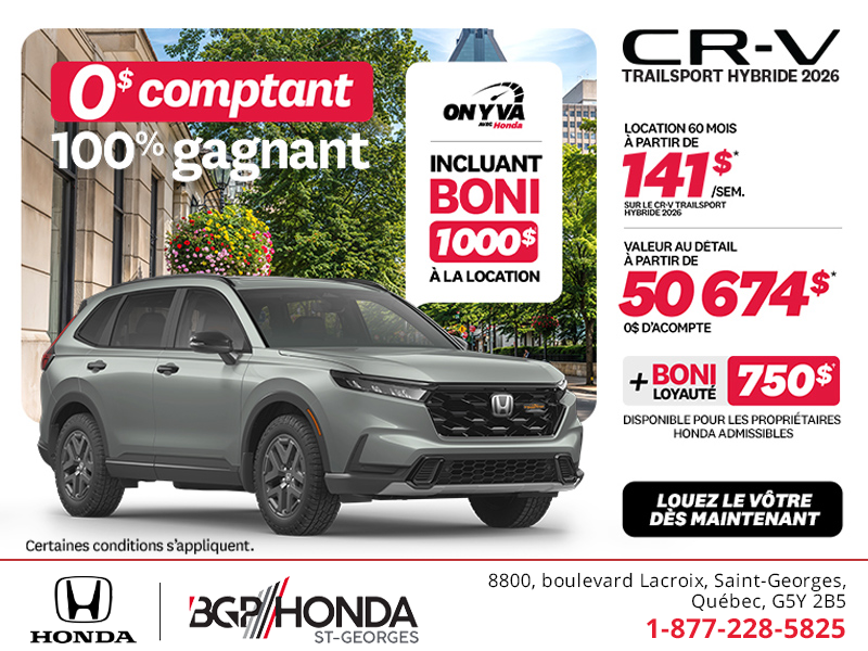 Obtenez la Honda CR-V Hybride 2026!