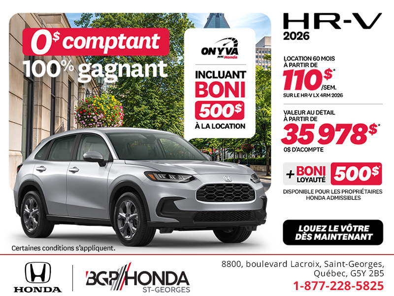 Obtenez la Honda HR-V 2026!