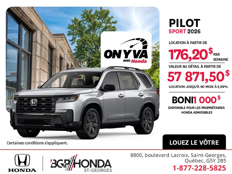 Obtenez la Honda Pilot 2026 !