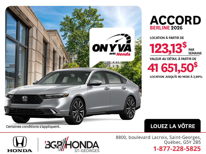 Obtenez la Honda Accord 2026 !