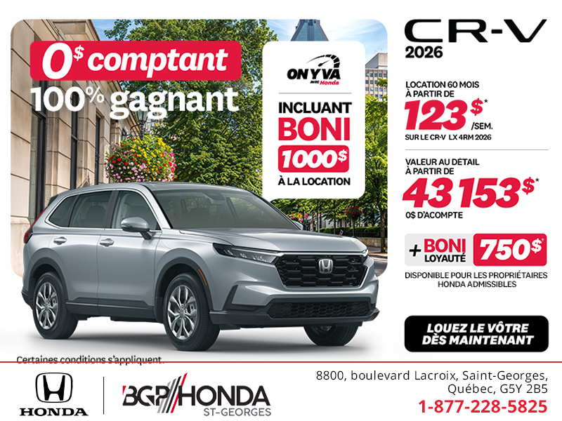 Obtenez la Honda CR-V 2026!