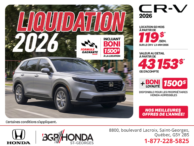 Obtenez la Honda CR-V 2026!