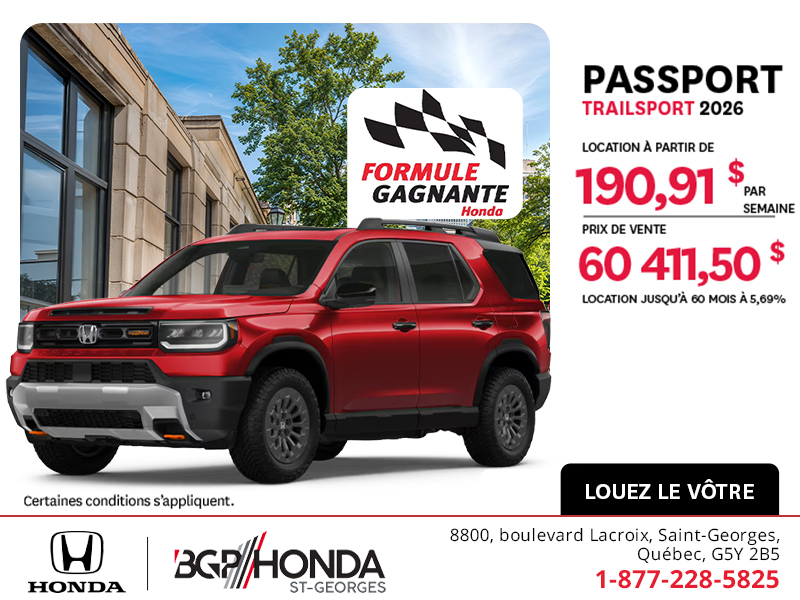 Obtenez la Honda Passport 2026 !