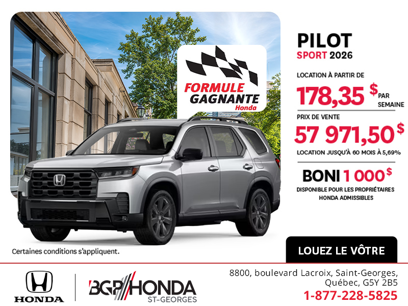 Obtenez la Honda Pilot 2026 !