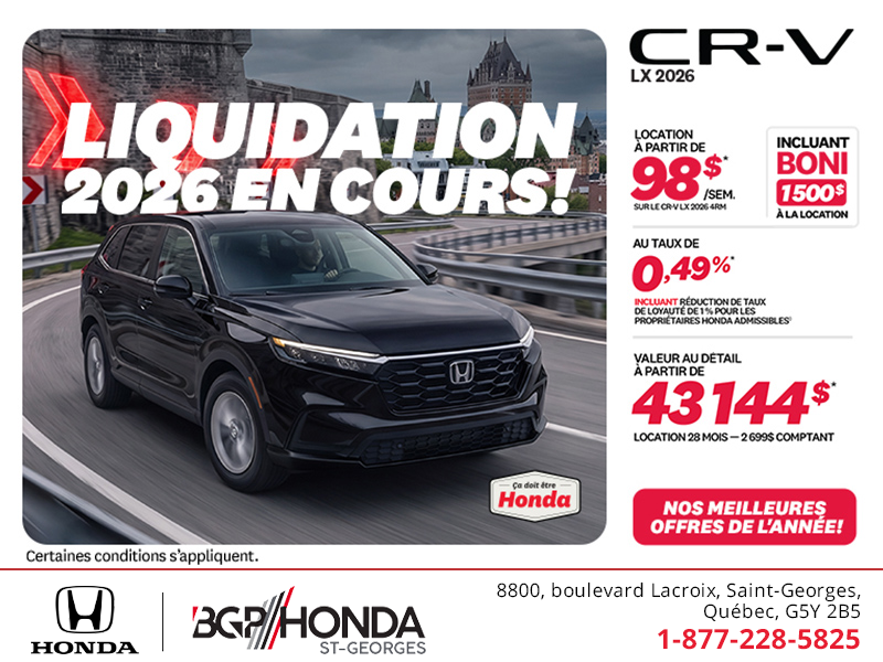 Obtenez la Honda CR-V 2026!