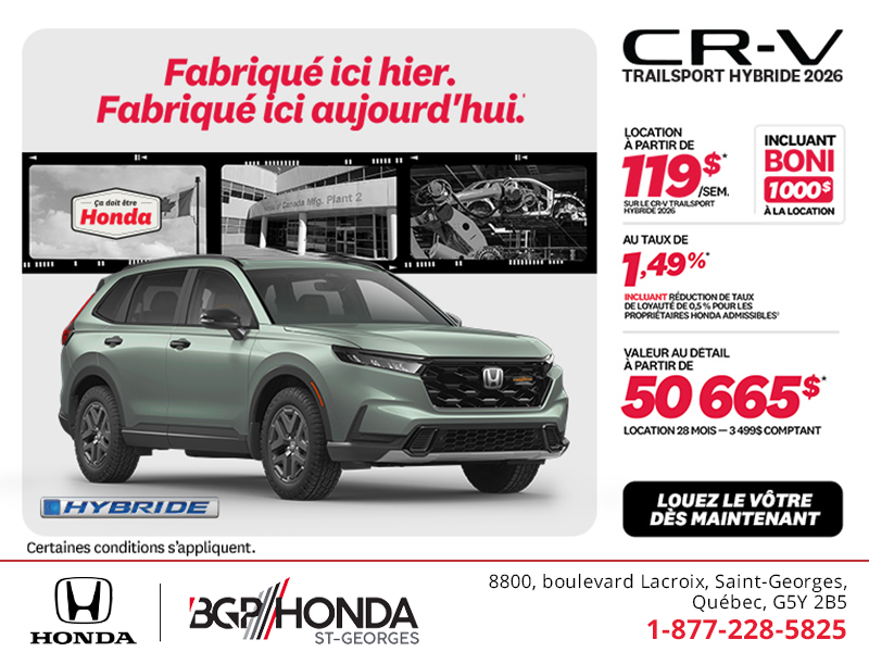 Obtenez la Honda CR-V Hybride 2026!