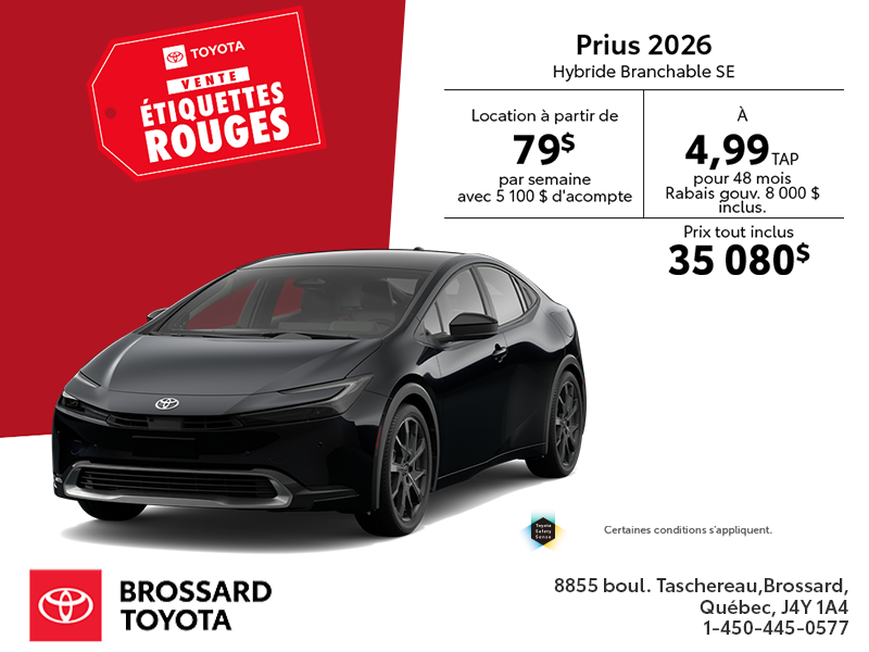 Toyota Prius Hybride Branchable SE 2026