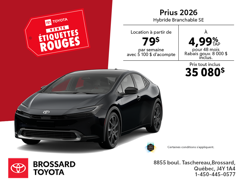 Toyota Prius Hybride Branchable SE 2026