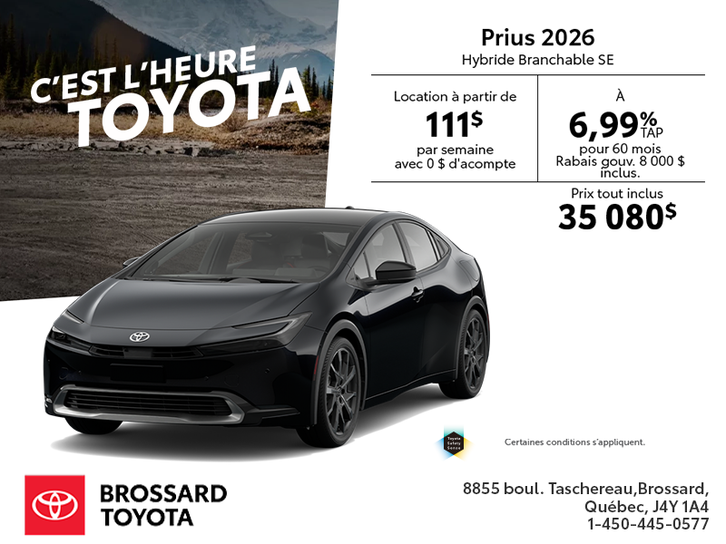Toyota Prius Hybride Branchable SE 2026