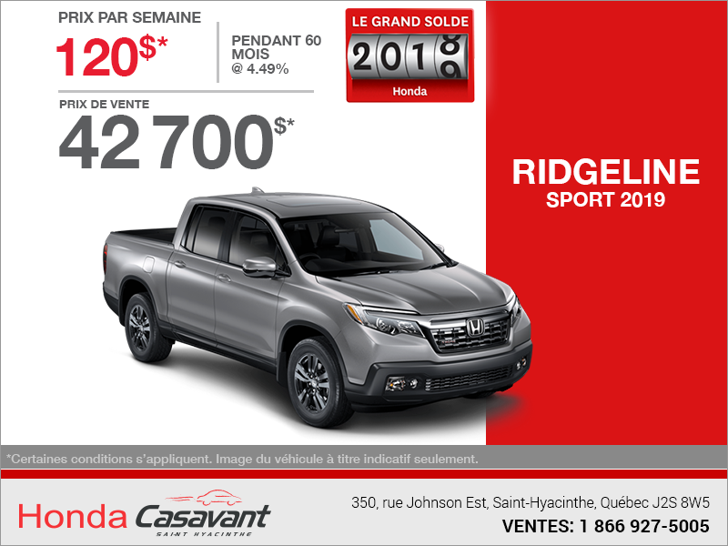 Louez le Honda Ridgeline 2019!