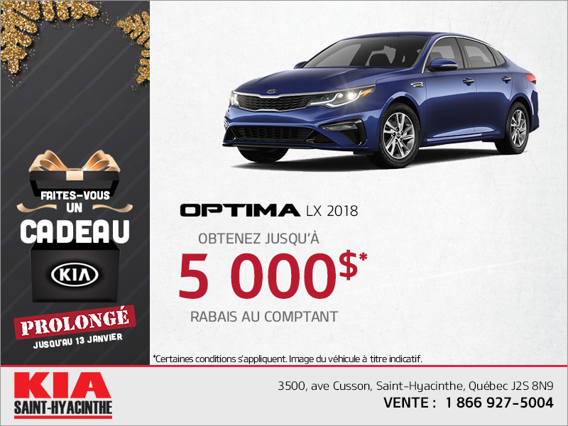 Obtenez la Kia Optima 2018!