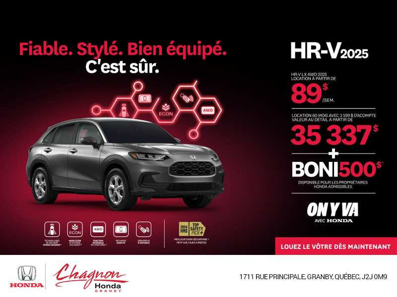 Obtenez le Honda HR-V 2025!