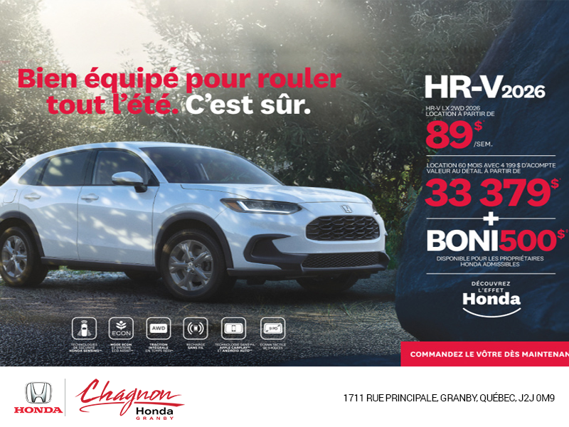 Obtenez le Honda HR-V 2026!