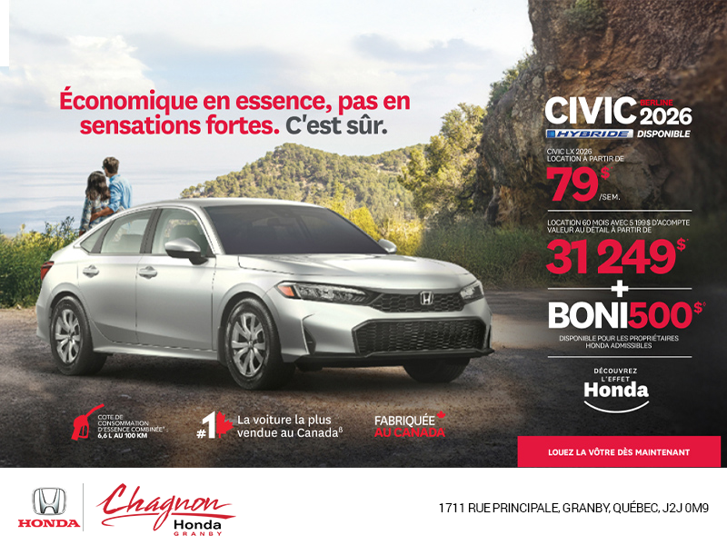 Obtenez le Honda Civic Sedan 2026 !