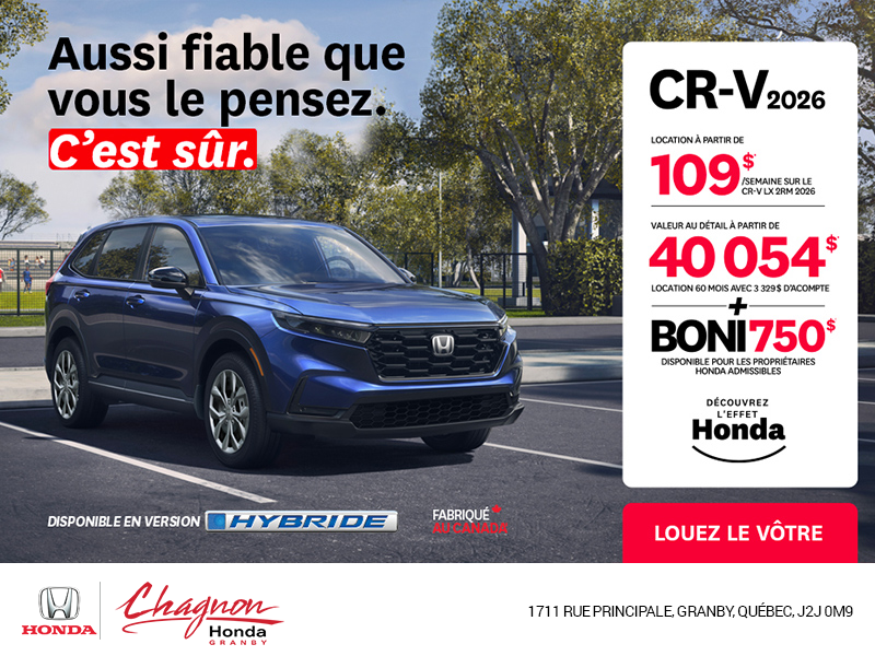 Obtenez le Honda CR-V 2026!