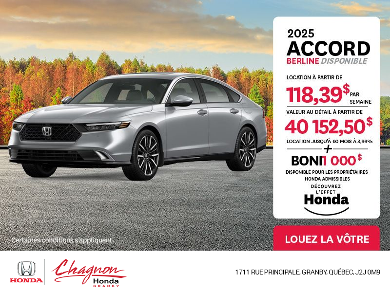 Obtenez la Honda Accord 2025 !