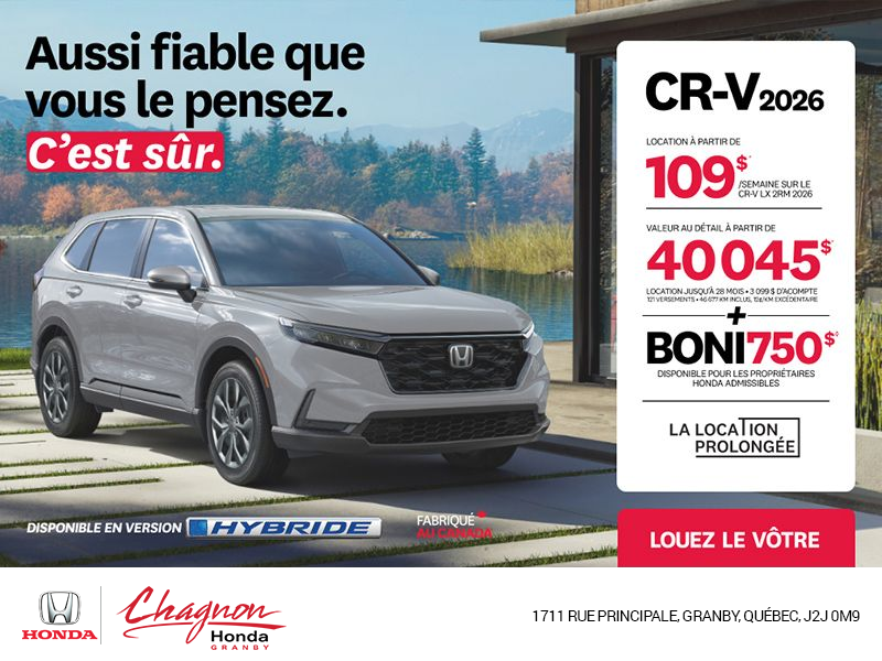 Obtenez le Honda CR-V 2026!