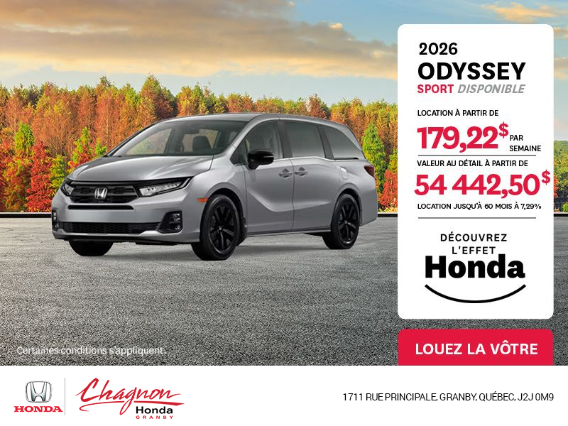 Obtenez le Honda Odyssey 2026 !