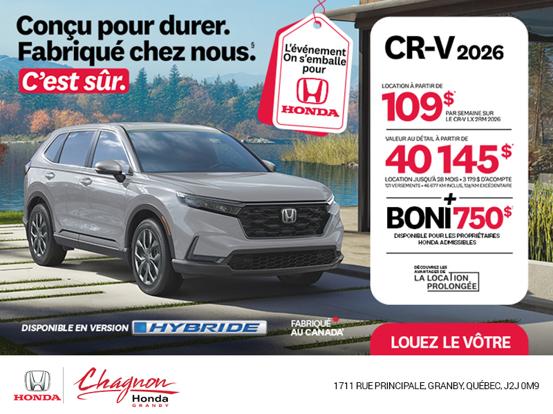 Obtenez le Honda CR-V 2026!