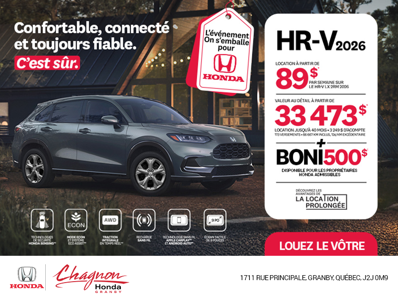 Obtenez le Honda HR-V 2026!