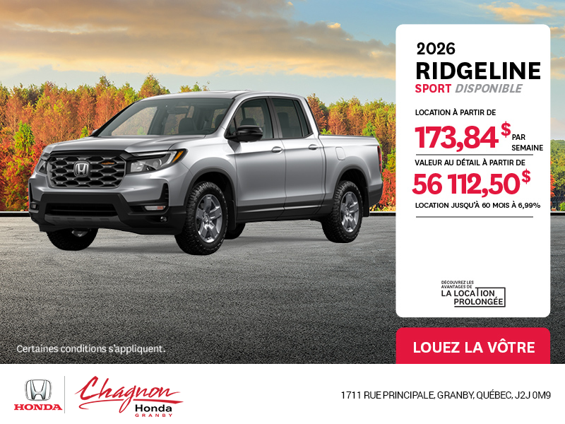 Obtenez le Honda Ridgeline 2025 !