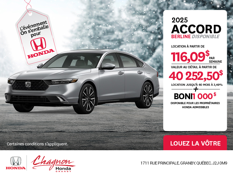 Obtenez la Honda Accord 2025 !