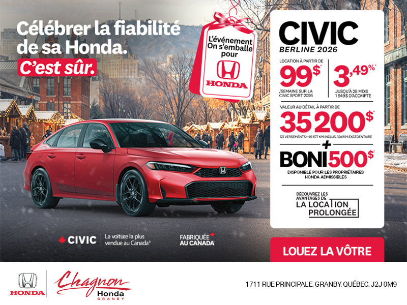Obtenez le Honda Civic Sport 2026 !