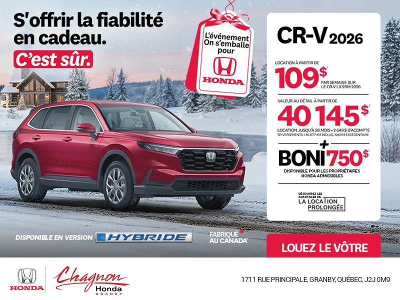Obtenez le Honda CR-V 2026!