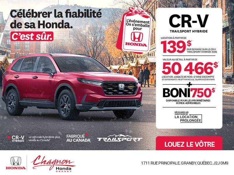Obtenez le Honda CR-V Hybride 2026!