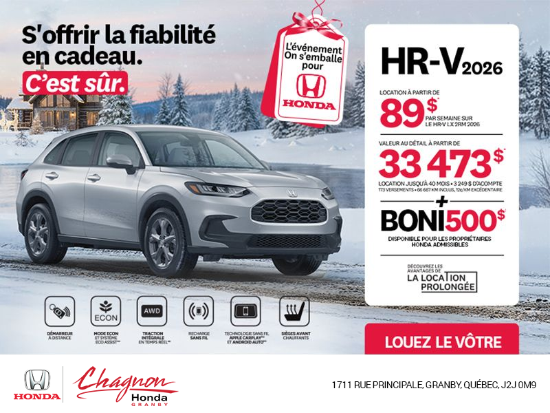 Obtenez le Honda HR-V 2026!
