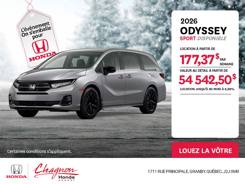 Obtenez le Honda Odyssey 2026 !