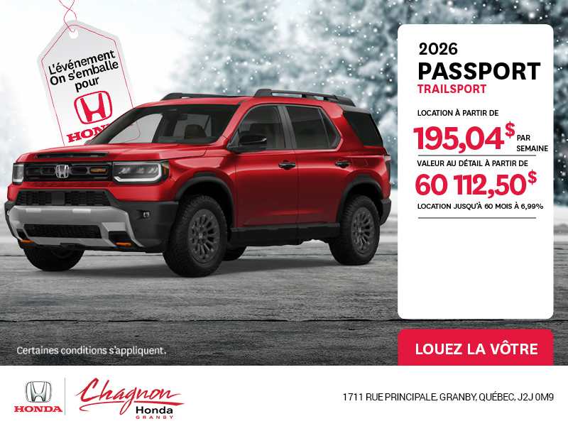 Obtenez le Honda Passport 2026 !