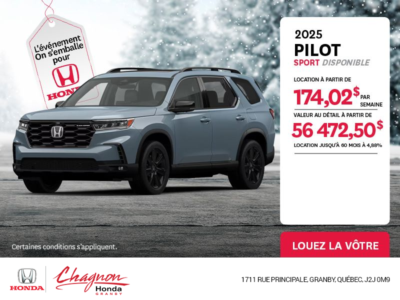 Obtenez le Honda Pilot 2025 !