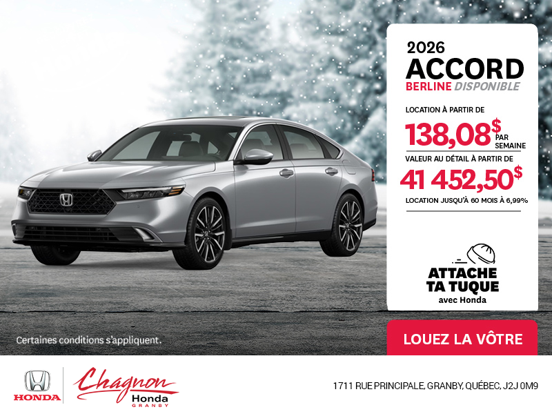 Obtenez la Honda Accord 2026 !