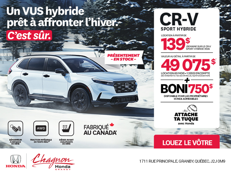 Obtenez le Honda CR-V Hybride 2026!
