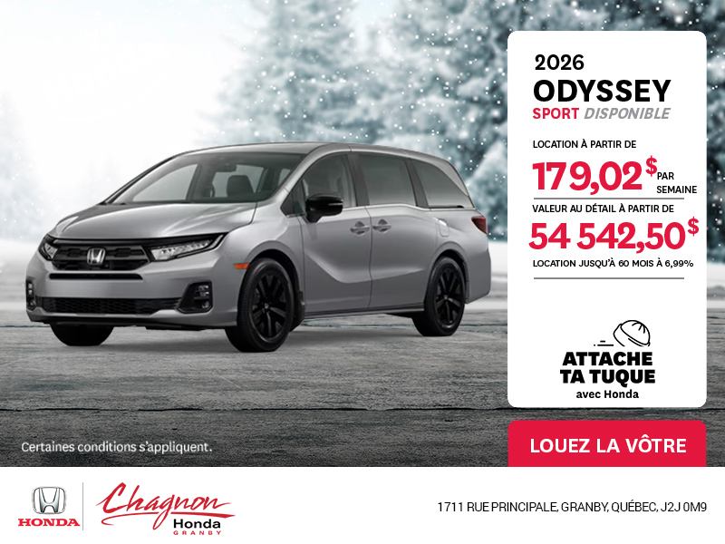 Obtenez le Honda Odyssey 2026 !