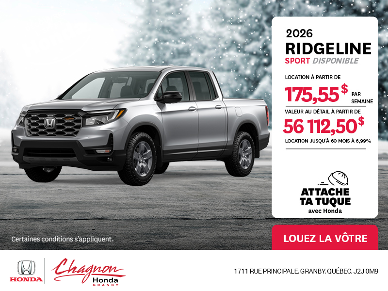 Obtenez le Honda Ridgeline 2026 !