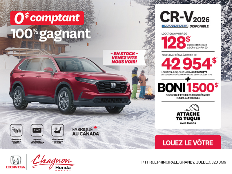 Obtenez le Honda CR-V 2026!