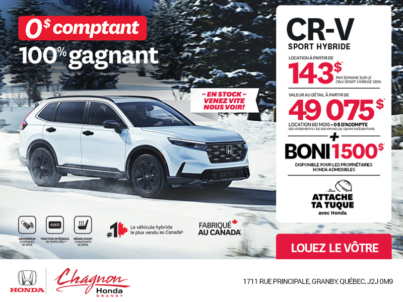 Obtenez le Honda CR-V Hybride 2026!