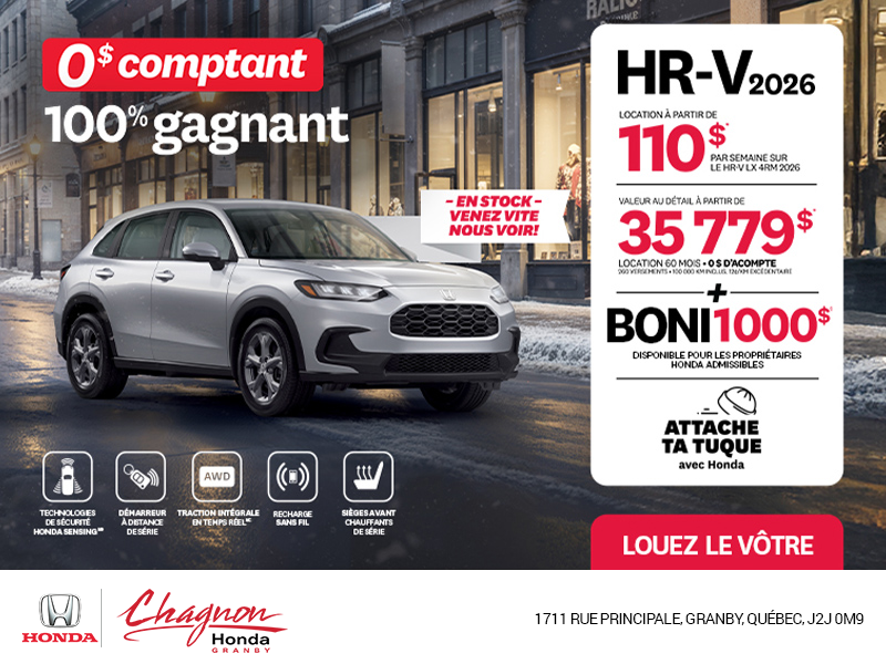Obtenez le Honda HR-V 2026!